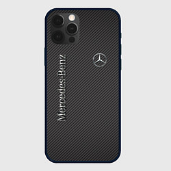 Чехол для iPhone 12 Pro Mercedes карбоновые полосы, цвет: 3D-черный
