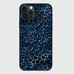 Чехол для iPhone 12 Pro Синяя леопардовая шкура, цвет: 3D-черный