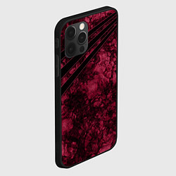 Чехол для iPhone 12 Pro Мраморный бордовый текстурированный узор, цвет: 3D-черный — фото 2