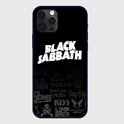 Чехол для iPhone 12 Pro Black Sabbath логотипы рок групп, цвет: 3D-черный