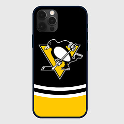 Чехол для iPhone 12 Pro Pittsburgh Penguins Питтсбург Пингвинз, цвет: 3D-черный