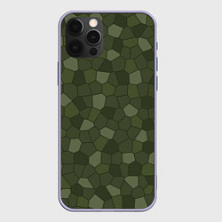 Чехол для iPhone 12 Pro Камуфляжная мозаика - Хаки, цвет: 3D-светло-сиреневый