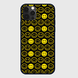 Чехол для iPhone 12 Pro Nirvana смайлики, цвет: 3D-черный