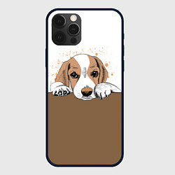 Чехол для iPhone 12 Pro Грустный Щенок Бигля, цвет: 3D-черный