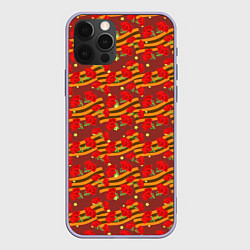 Чехол для iPhone 12 Pro Гвоздики и Георгиевские Ленты, цвет: 3D-светло-сиреневый