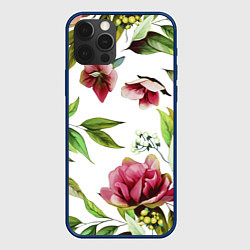 Чехол для iPhone 12 Pro Цветы Воздушные, цвет: 3D-тёмно-синий