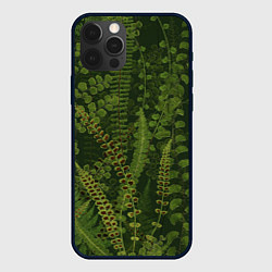 Чехол для iPhone 12 Pro Цветы Зеленые Папоротники, цвет: 3D-черный