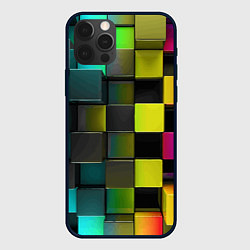 Чехол для iPhone 12 Pro Colored Geometric 3D pattern, цвет: 3D-черный