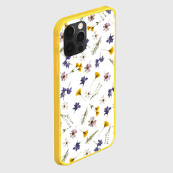 Чехол для iPhone 12 Pro Простые цветы на белом фоне, цвет: 3D-желтый — фото 2