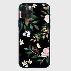 Чехол для iPhone 12 Pro Цветы Полуночный Сад, цвет: 3D-черный