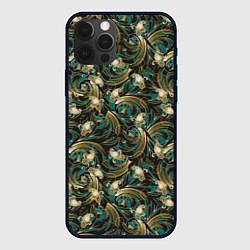 Чехол для iPhone 12 Pro Абстрактные зеленые листья, цвет: 3D-черный