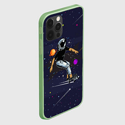Чехол для iPhone 12 Pro Космонавт - скейтбордист, цвет: 3D-салатовый — фото 2