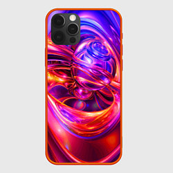 Чехол для iPhone 12 Pro Abstract color neon composition Абстрактная неонов, цвет: 3D-красный