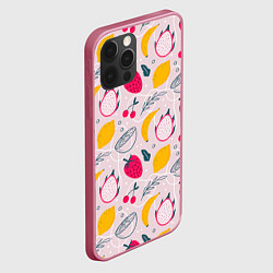 Чехол для iPhone 12 Pro Fruit Pattern, цвет: 3D-малиновый — фото 2