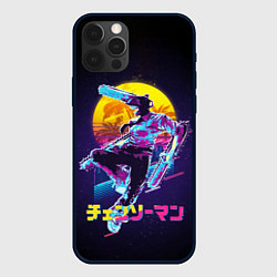Чехол iPhone 12 Pro CHAINSAW MAN on the background of the moon