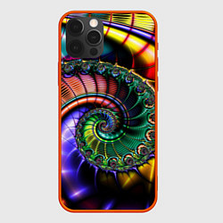 Чехол для iPhone 12 Pro Красочная фрактальная спираль Colorful fractal spi, цвет: 3D-красный