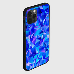 Чехол для iPhone 12 Pro СИНЕ-ГОЛУБЫЕ полигональные кристаллы, цвет: 3D-черный — фото 2