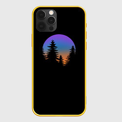 Чехол для iPhone 12 Pro Лес в ночной тишине, цвет: 3D-желтый