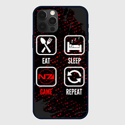 Чехол для iPhone 12 Pro Eat, Sleep, Mass Effect, Repeat, цвет: 3D-черный