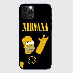 Чехол для iPhone 12 Pro NIRVANA ГОМЕР СИМПСОН, SIMPSONS, цвет: 3D-черный