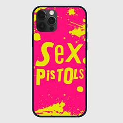 Чехол для iPhone 12 Pro Sex Pistols Yellow Logo, цвет: 3D-черный