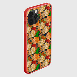 Чехол для iPhone 12 Pro Бутоны и листья, цвет: 3D-красный — фото 2