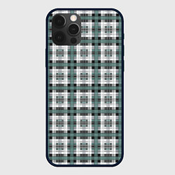 Чехол для iPhone 12 Pro Серо-зеленый клетчатый узор шотландка, цвет: 3D-черный