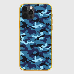Чехол для iPhone 12 Pro Камуфляж Тёмно-Синий Camouflage Dark-Blue, цвет: 3D-желтый