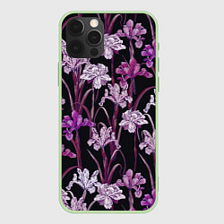 Чехол для iPhone 12 Pro Цветы Фиолетовые Ирисы, цвет: 3D-салатовый