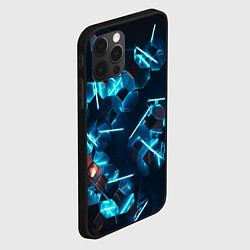 Чехол для iPhone 12 Pro Неоновые фигуры с лазерами - Голубой, цвет: 3D-черный — фото 2