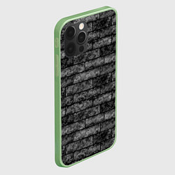 Чехол для iPhone 12 Pro Стена из черного кирпича Лофт, цвет: 3D-салатовый — фото 2
