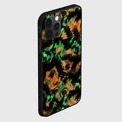 Чехол для iPhone 12 Pro Зелено-оранжевый осенний абстрактный узор, цвет: 3D-черный — фото 2