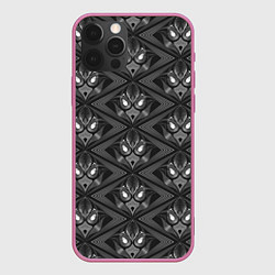 Чехол для iPhone 12 Pro Черно-белый современный узор арт-деко, цвет: 3D-малиновый