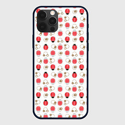 Чехол для iPhone 12 Pro Забавные Божьи коровки на белом фоне, цвет: 3D-черный
