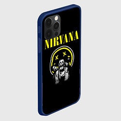 Чехол для iPhone 12 Pro NIRVANA логотип и исполнители, цвет: 3D-тёмно-синий — фото 2