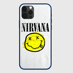 Чехол для iPhone 12 Pro Nirvana логотип гранж, цвет: 3D-тёмно-синий