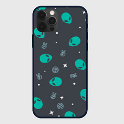 Чехол для iPhone 12 Pro Aliens pattern, цвет: 3D-черный