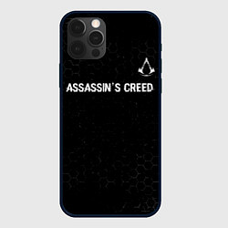 Чехол для iPhone 12 Pro Assassins Creed Glitch на темном фоне, цвет: 3D-черный