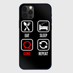Чехол для iPhone 12 Pro Eat, Sleep, God of War, Repeat, цвет: 3D-черный