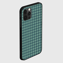 Чехол для iPhone 12 Pro Мелкий бирюзовый клетчатый узор, цвет: 3D-черный — фото 2