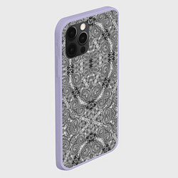 Чехол для iPhone 12 Pro Black and white oriental ornament, цвет: 3D-светло-сиреневый — фото 2