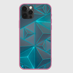 Чехол для iPhone 12 Pro Неоновая киберпанк броня - Светло-синий, цвет: 3D-малиновый