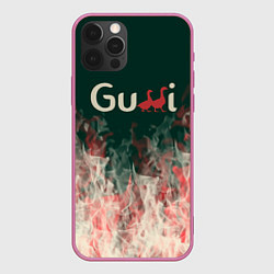 Чехол для iPhone 12 Pro Gucci - огонь, цвет: 3D-малиновый