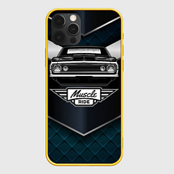 Чехол для iPhone 12 Pro Muscle ride Черное авто, цвет: 3D-желтый