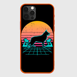 Чехол для iPhone 12 Pro Ретро Волк, цвет: 3D-красный