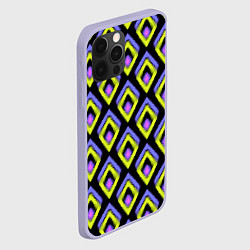 Чехол для iPhone 12 Pro Yellow-pink rhombuses on black, цвет: 3D-светло-сиреневый — фото 2