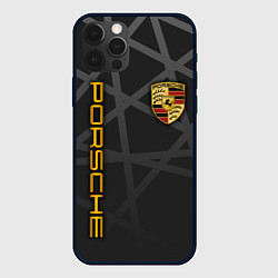 Чехол для iPhone 12 Pro PORSCHE : ГЕОМЕТРИЧЕСКИЕ ЛИНИИ, цвет: 3D-черный