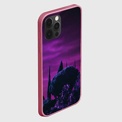 Чехол для iPhone 12 Pro Ночное сияние в тёмном лесу - Фиолетовый, цвет: 3D-малиновый — фото 2