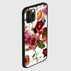 Чехол для iPhone 12 Pro Цветы Нарисованные Красные и Розовые Розы, цвет: 3D-черный — фото 2