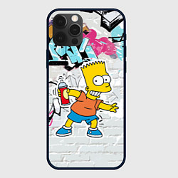 Чехол iPhone 12 Pro Барт Симпсон на фоне стены с граффити